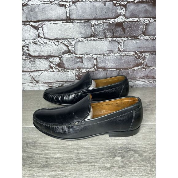 Santoni Black Leather Moc Toe Slip On Dress Loafers Shoes Men’s Sz 9.5D US/43EU main image 7